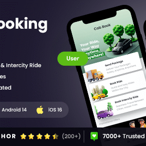 4 App Template| Cab Booking and Package Delivery| Travel & Delivery Service| Ride & Parcel |Cab Book