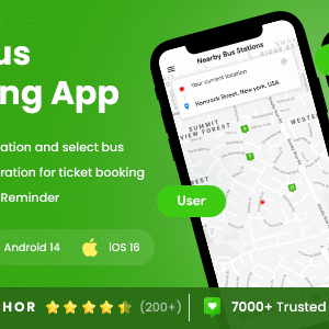 4 App Templates| City Bus Tracking App| City Bus Driver App | Rider App| CityBus